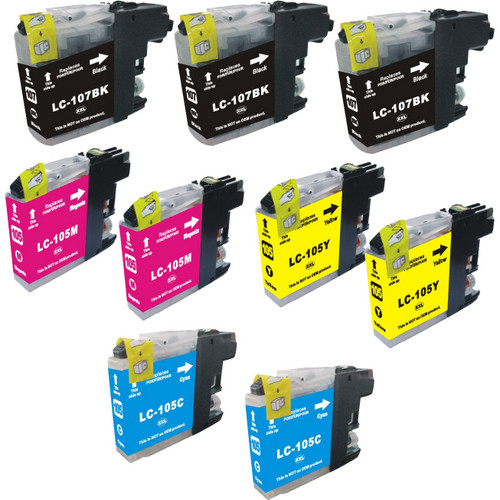 9 Pack - Compatible replacement for Brother LC107 Black and LC105 Color