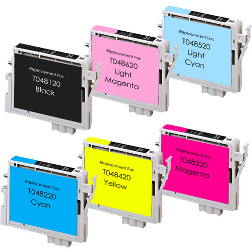 6 Pack - Remanufactured replacement for Epson T048 series ink cartridges