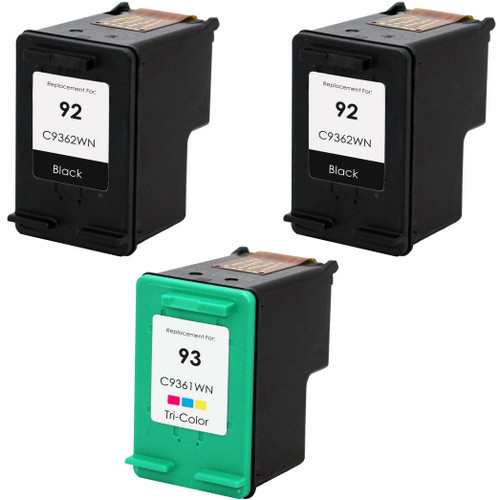 3 Pack - Remanufactured replacement for HP 92 and HP 93 ink cartridges