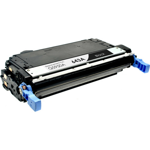 Remanufactured replacement for HP 643A (Q5950A) black laser toner cartridge