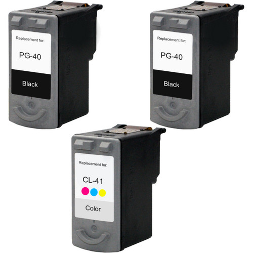 3 Pack - Remanufactured replacement for Canon PG-40 and CL-41 series ink cartridges