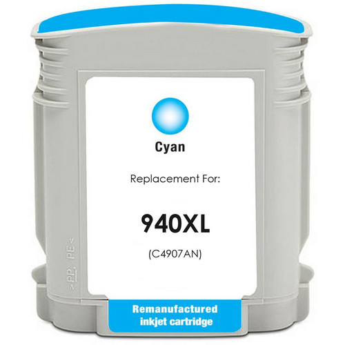Remanufactured replacement for HP 940XL (C4907AN) cyan ink cartridge