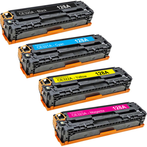 4 Pack - Compatible replacement for HP 128A series laser toner cartridges (CE320A-CE321A-CE322A-CE323A)
