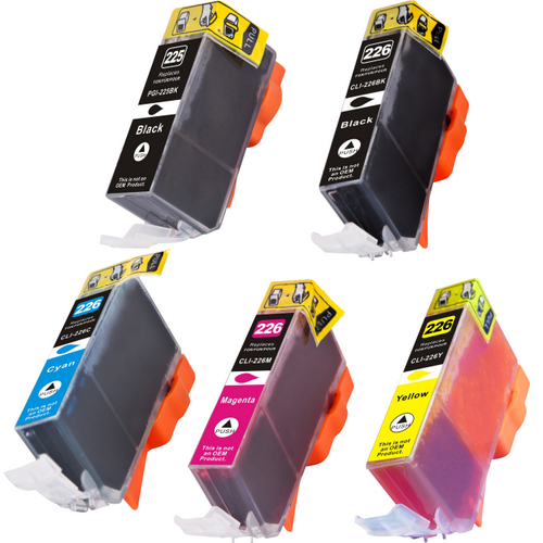 5 Pack - Compatible replacement for Canon PGi-225 and Cli-226 series ink cartridges