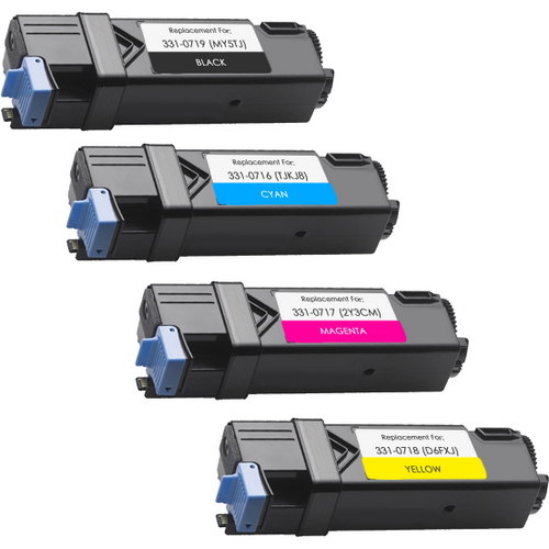 4 Pack - Remanufactured replacement for Dell 331-0716 series laser toner cartridges