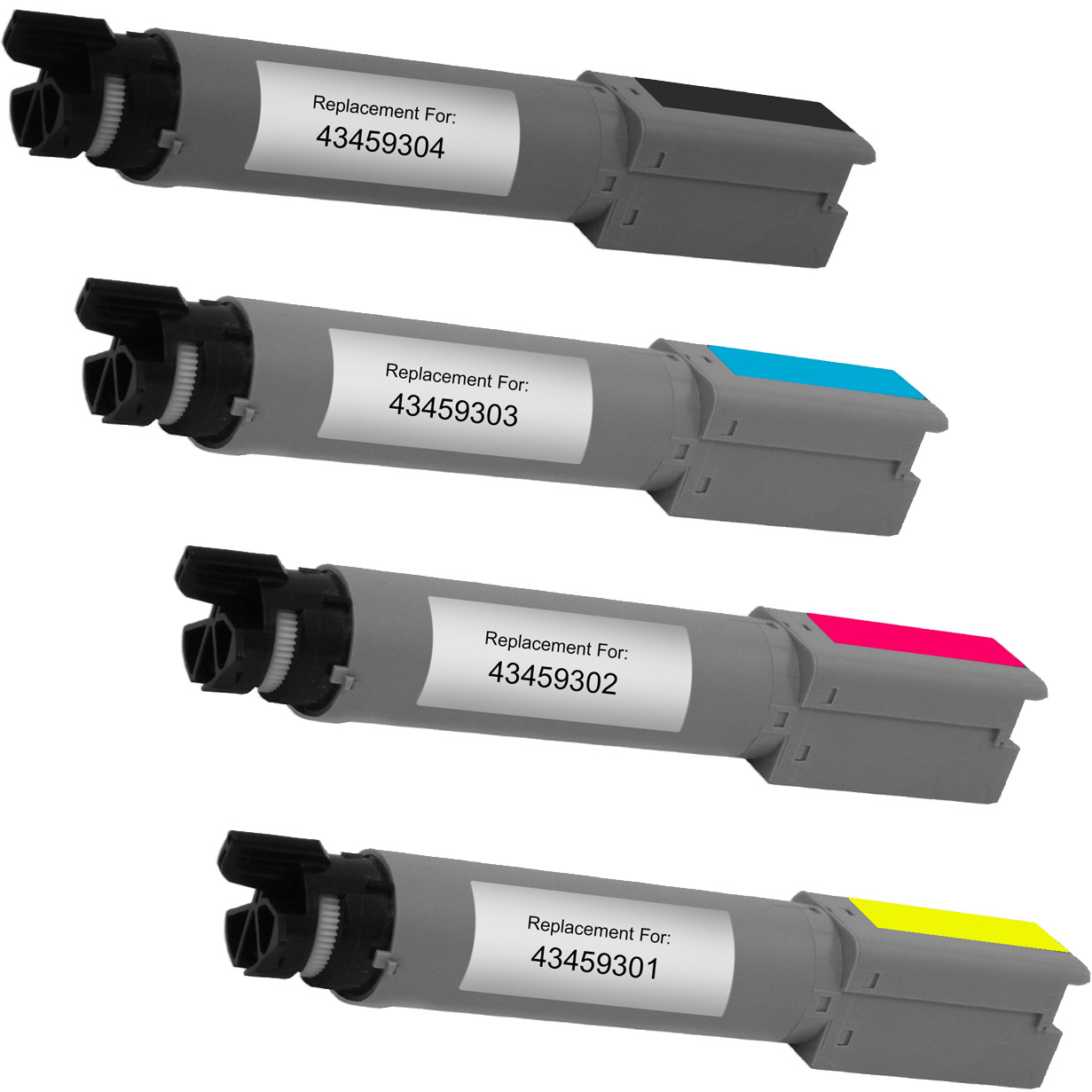 4 Pack - Compatible replacement for Okidata 43459304 series laser toner cartridges