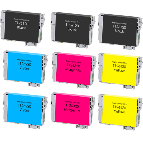 9 Pack - Remanufactured replacement for Epson T126 series ink cartridges