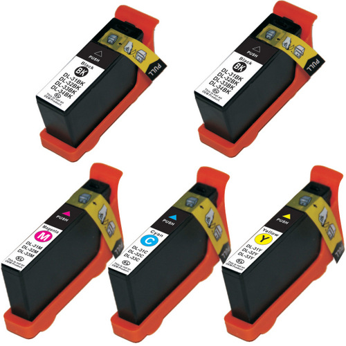 5 Pack - Compatible replacement for Dell series 33 and series 34 ink cartridges
