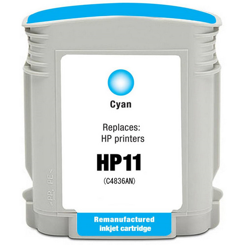 Remanufactured replacement for HP 11 (C4836AN) cyan ink cartridge
