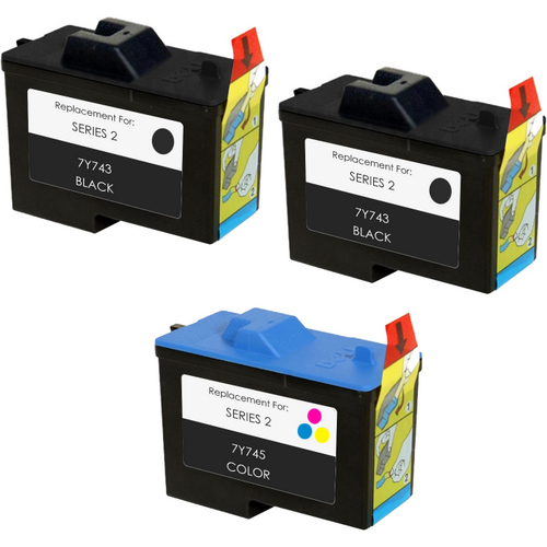3 Pack - Remanufactured replacement for Dell series 2 ink cartridges
