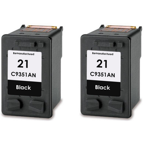 Twin Pack - Remanufactured replacement for HP 21 (C9351AN) black ink cartridges