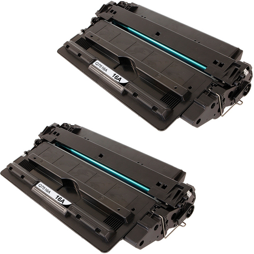Twin Pack - Remanufactured replacement for HP 16A (Q7516A) black laser toner cartridge