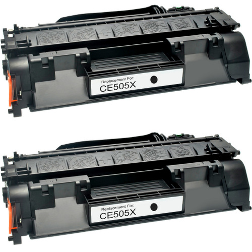 Twin Pack - Compatible replacement for HP 05X (CE505X) black laser toner cartridge