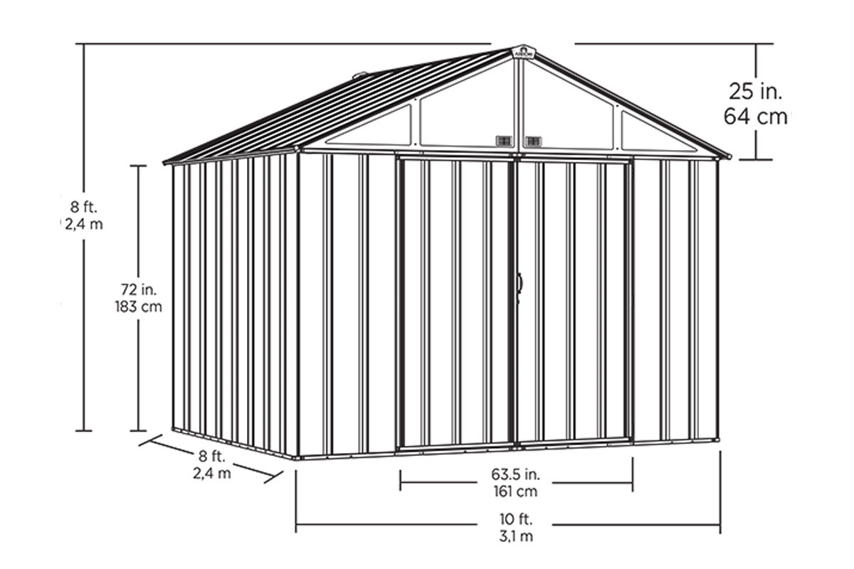 EZEE Shed® , 10x8, Extra High Gable, 72 in walls, vents, Charcoal