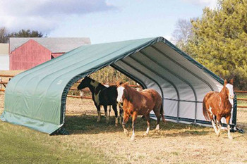 22x20x10 Peak Style Run-In Shelter Green