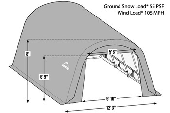 ShelterTech SP Series 12' Wide Round Available in Multiple Heights - Galvanized Frame