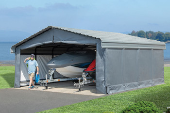 Grey Fabric Enclosure Kit For 20x20 Arrow Carport