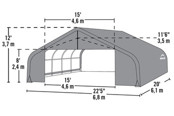 22' Wide x 13' High Peak Ultra Duty 21.5 oz PVC