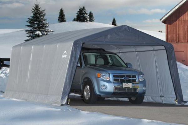 12x20x8 peak style garage in a box grey - shelters of new