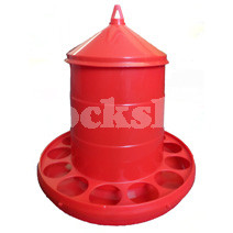 Chicken Feeder Red With Lid - Nordale Pet & Farm Supplies