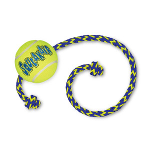 KONG Air Squeaker Tennis Ball w/rope Medium KONG Air Squeaker Tennis Ball w/rope Medium