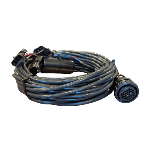 Ag Express 4-row Dickey-John 37-pin Amp drill harness with Weather Pack sensor connectors and 20-foot hitch lead