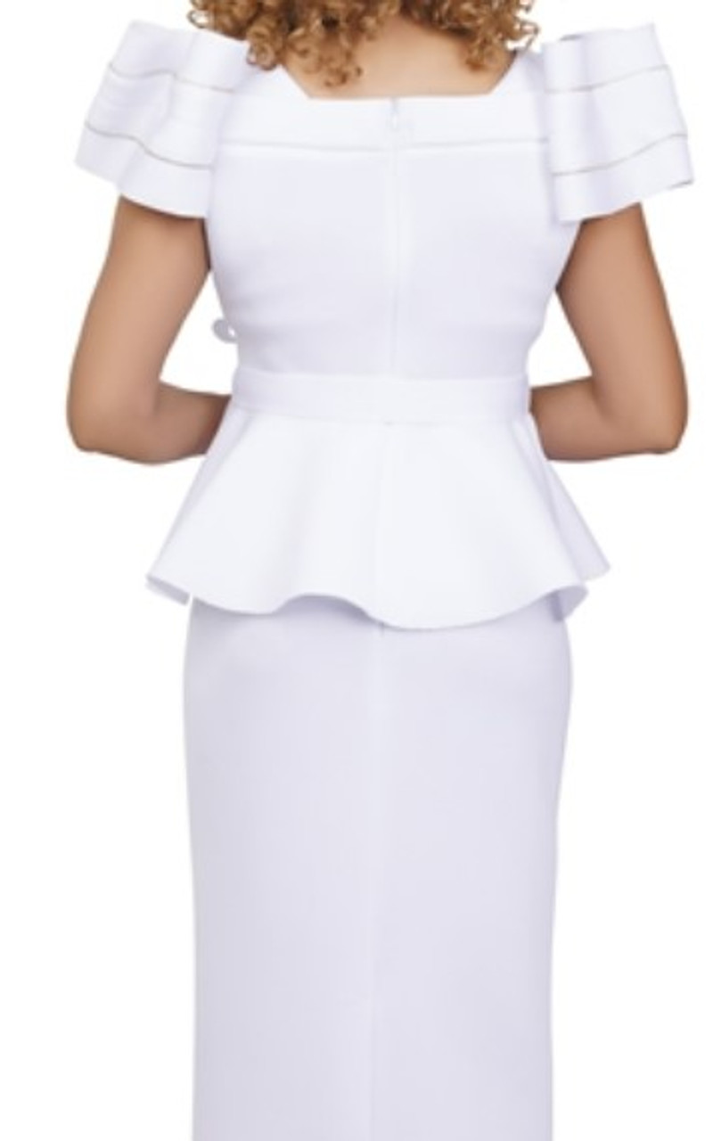 VKEKIEO Formal Dresses For Women Peplum V-Neck Long Sleeve Solid White M -  Walmart.com