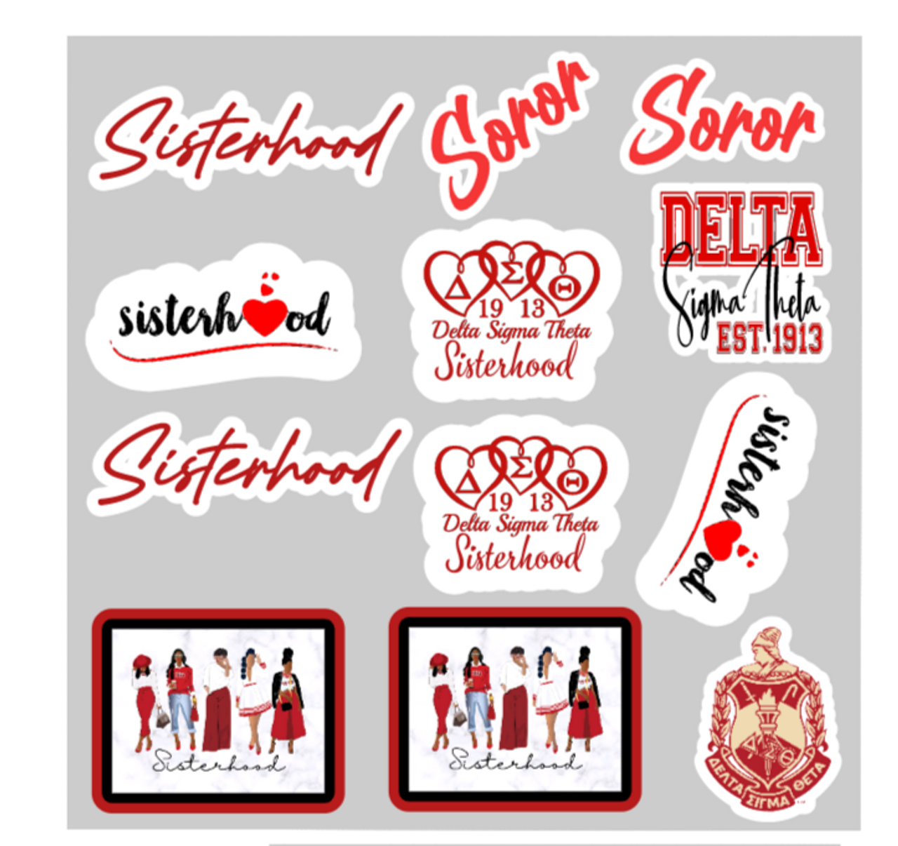 12 pc Stickers for Delta Girls -Set of 12 - SISTERHOOD MONTH