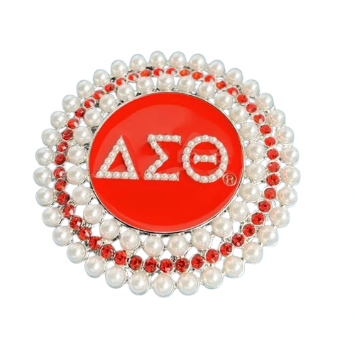 2025 Pearled Delta symbols - Circular Border of Red Rhinestones and ...