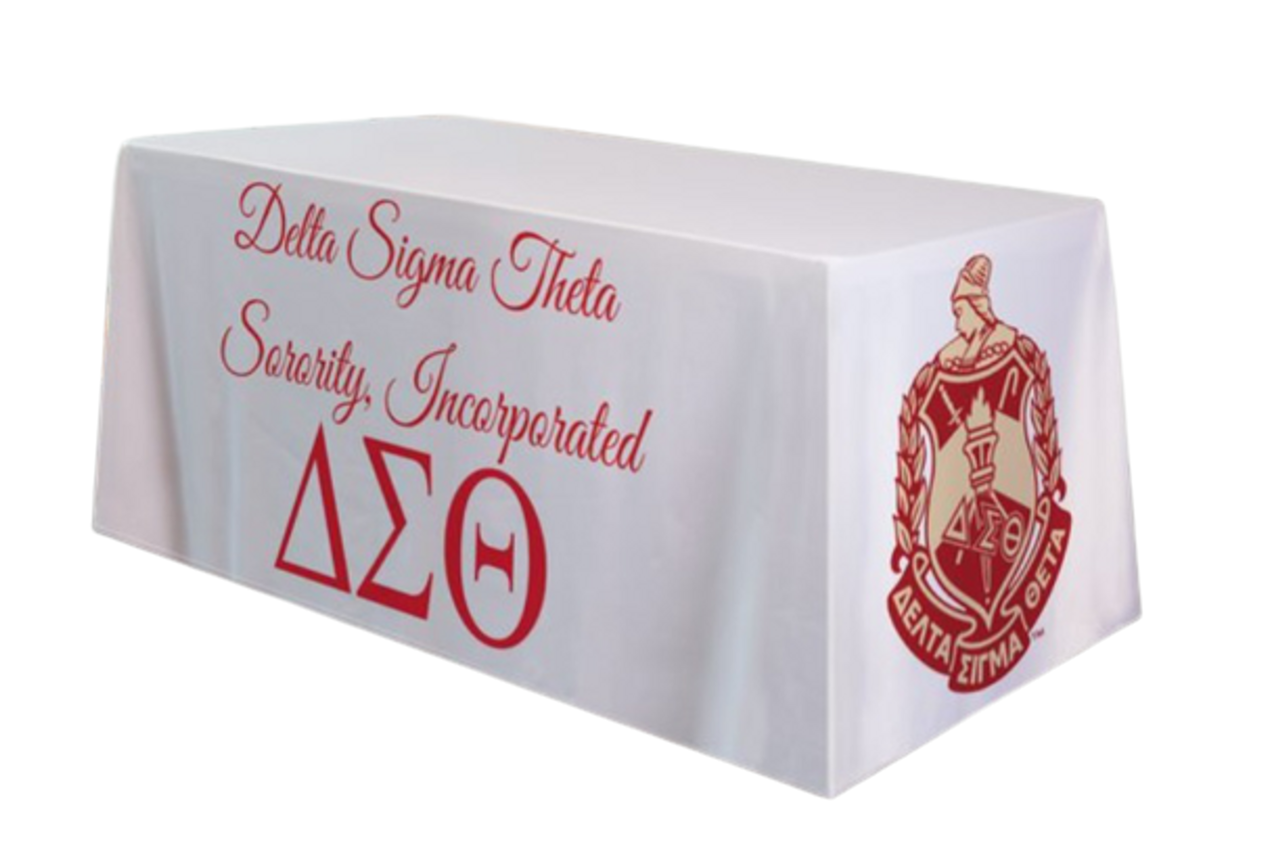 WHITE Delta Sigma Theta Table Covers - 6 ft. Tablecloth - DELTA SIGMA