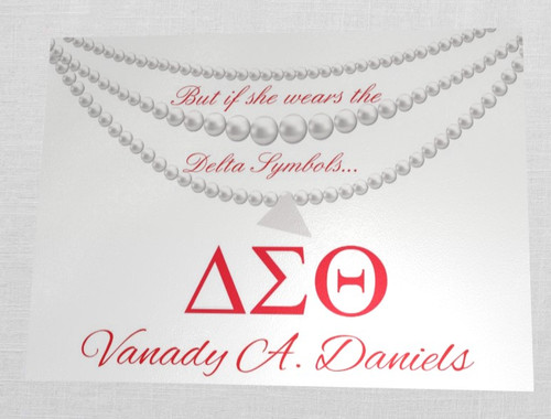 Sorority Notecards Customized -  GLOSS COATED - String of Pearls - If She Wears the Delta Symbols -- Delta Sigma Theta - Violet cluster - Single Delta Symbol  - Sorority Cards - Delta - 1913 - Delta Sigma Theta Cards - Notecards