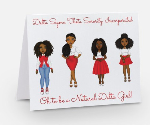 Delta Natural Girls - Sorority Sisters Naturally - Sorority Note cards- Set of 5 -  Delta Natural Girls - Sorority Sisters Naturally - Sorority Note cards- Set of 5 -