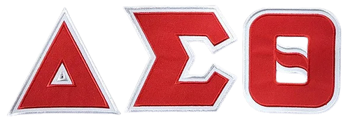 3 Symbols - Twill Delta Patch - Delta Symbols - 4" Height - Red and White Delta Sigma Theta Symbols Patch  - Iron On - Delta Sigma Theta Iron-On Patch 