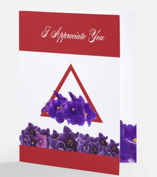 Delta Thank You - I APPRECIATE YOU- Delta Sigma Theta - African Violet  Border - African Violet in Delta Symbol - Sorority Notecard - Soror - Deltas