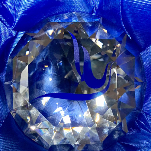 DISCONTINUED ITEM - NO REFUNDS OR EXCHANGES - Zeta crystal glass paperweight - Blue Vinyl Zeta dove- Zeta Phi Beta -  Zeta gift - Zeta dove on Crystal glass