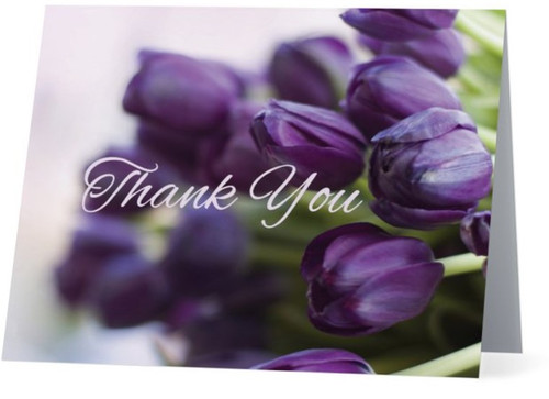 Purple Tulips - Elegant THANK YOU-CONDOLENCES Note cards - Bereavement - Thank You - Family Thank You