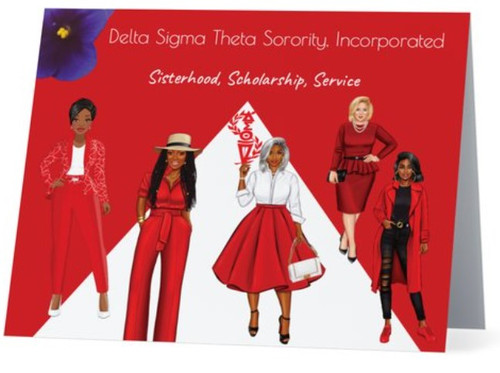 Delta Sisterhood, Scholarship, Service - Torch with Symbols  - Red Background White Delta Symbol - Delta Notecards - Delta Symbols  -  Delta Sorority Sisters - Red - Delta Women - Delta Sigma Theta Sorority, Inc. - Note cards - Delta Sigma Theta