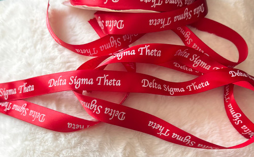 Delta Sigma Theta Red Satin Ribbon - Red Ribbon, White Text - 1 yard - Signature Delta Sigma Theta  Ribbon -  Delta SYMBOLS - 1" WIDE - 1 yard - DELTA SIGMA THETA Ribbon -  Ribbon - DELTA  SYMBOLS  Delta Sigma Theta Red Satin Ribbon - Red Ribbon, White Text - 1 yard - Signature Delta Sigma Theta  Ribbon -  Delta SYMBOLS - 1" WIDE - 1 yard - DELTA SIGMA THETA Ribbon -  Ribbon - DELTA  SYMBOLS