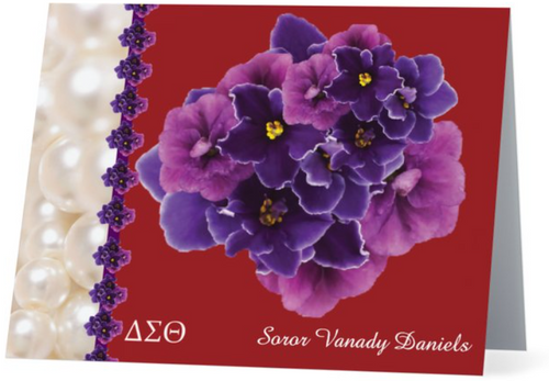 Customized Name - Set of 10 - Delta Sorority Notecards Customized -  NON-GLOSS COATED -- African Violet Custer Pearl Border - Delta Symbols  - Sorority Cards - Delta - 1913 - Delta Sigma Theta Cards - Notecards Customized Name - Set of 10 - Delta Sorority Notecards Customized -  NON-GLOSS COATED -- African Violet Custer Pearl Border - Delta Symbols  - Sorority Cards - Delta - 1913 - Delta Sigma Theta Cards - Notecards