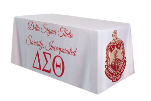 WHITE Delta Sigma Theta Table Covers - 6 ft. Tablecloth - DELTA SIGMA THETA TABLECLOTH - - SCRIPT TEXT - Sorority Table Cover - Specialty Table Cover WHITE Delta Sigma Theta Table Covers - 6 ft. Tablecloth - DELTA SIGMA THETA TABLECLOTH - - SCRIPT TEXT - Sorority Table Cover - Specialty Table Cover