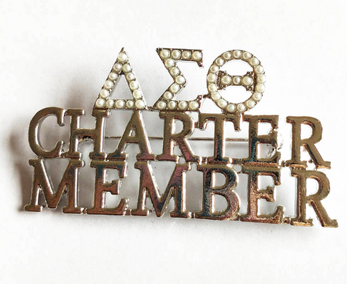 Elite Delta Charter Member Pin -Silver Tone -Delta Sigma Theta Symbols IN PEARLS -  Sorority Charter Member Pin  Elite Delta Charter Member Pin -Silver Tone -Delta Sigma Theta Symbols IN PEARLS -  Sorority Charter Member Pin