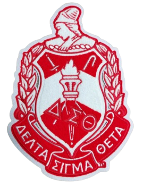  5.5" IRON- ON Delta Chenille Patch - Red and White  - New Enhanced Delta Chenille Crest Red/ cream - Delta Patch - Red Delta Patch Sorority Symbols and Name - Sorority Iron-on Patches - Iron on Patch - Red and cream  Delta Iron on Patch