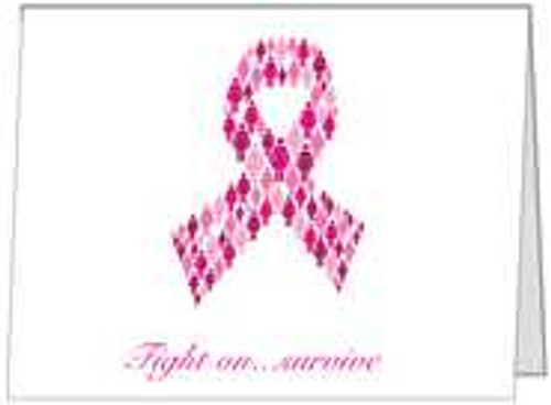 "Fight on...survive" message; set of 5 (BLANK INSIDE) supports breast cancer awareness month