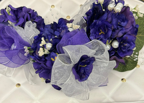  African Violets Cluster Corsage  - Purple AND White - DESIGNS WILL VARY - African Violet and Pearls Corsage - African Violet -Delta Sigma Theta African Violet Dress Corsage