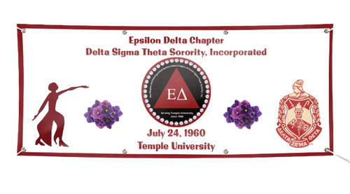 Fabric Banners - 2.5' x 6' Delta Sigma Theta Horizontal Banners -  Delta Banner - Sorority Banner - Crimson and Cream - Chapter Banners