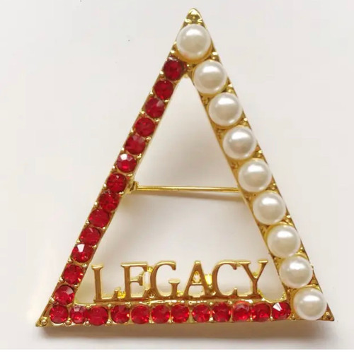 Legacy brooch - 9 Pearls Legacy Brooch- Red Rhinestones and 9 Pearls Brooch