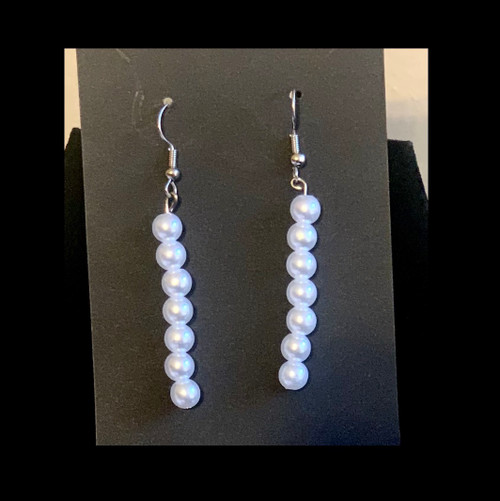 Pearl string earrings - faux pearls - string pearls earrings- single strand pearl earrings 