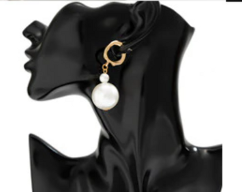 Single pearl Earring - Large Pearl - Earrings - Pearl Earrings -  Gold tone Accent Post -  Fashion Pearl Earrings- 