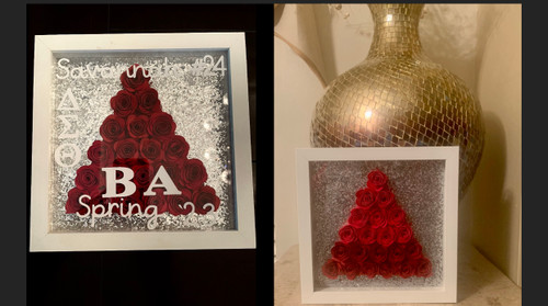 Ombré Red Custom Made Shadow Box - CUSTOMIZED AS SHOWN - RED ROSES DELTA-SHAPED - Delta Sigma Theta Shadow Box Design - OMBRÉ RED - Delta Keepsake- Personalized Shadow Box  Ombré Red Custom Made Shadow Box - CUSTOMIZED AS SHOWN - RED ROSES DELTA-SHAPED - Delta Sigma Theta Shadow Box Design - OMBRÉ RED - Delta Keepsake- Personalized Shadow Box