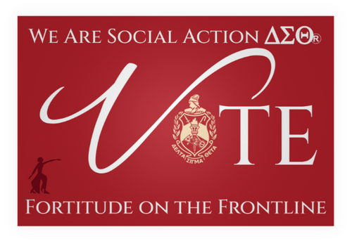 FORTITUDE ON THE FRONTLINE - TABLE TOP - Delta Sigma Theta 12" x 18" VOTE sign - 2-sided RED Yard Signs for Sororities - Vote Sign - Sorority Vote Yard Sign - VOTE YARD SIGN